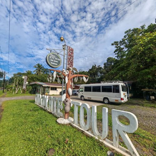 Entrance sign of the Best Chocolate farm in Chilamate de Sarapiquí